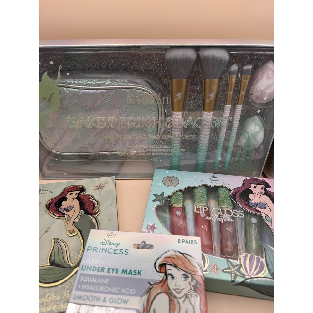Disney The Little Mermaid Ariel Cosmetics Bundle Makeup Palette Brushes Gloss - Picture 5 of 16